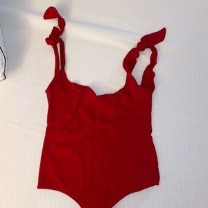 Red body suit tank top
